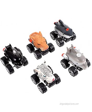 TOYANDONA 5 PCS Animal Pull Back Cars Toys Friction Powered Tiger Car Toys Playset for Kids Toddlers Educational Toy  Mixed Style