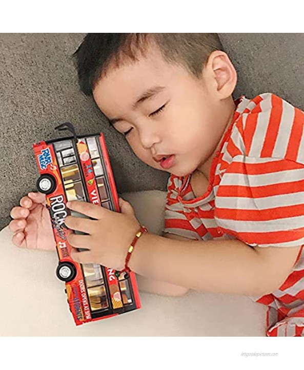 Xolye Alloy Sound and Light Bus Toy Double-Decker Bus Model Boy Toy Car Metal Shatter-Resistant Children's Toy Car Gift Can Open Door Pull Back Car Model