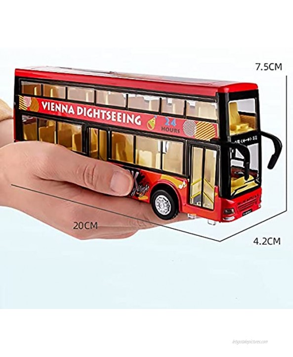 Xolye Alloy Sound and Light Bus Toy Double-Decker Bus Model Boy Toy Car Metal Shatter-Resistant Children's Toy Car Gift Can Open Door Pull Back Car Model