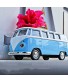Xolye Side-Opening Mini Retro Bus Model Ornaments Metal Simulation Toy Car Collection Boy Birthday Rear Wheel Pull Back Alloy Toy Car
