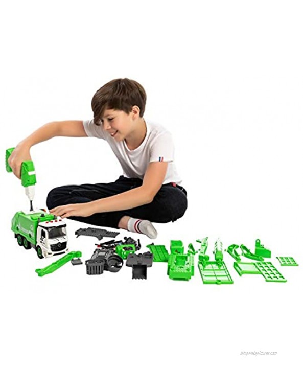 4-in-1 Take Apart Toys with Electric Drill Converts to Remote Control Car Garbage Trucks Waste Management Recycling Truck Toy for Boys