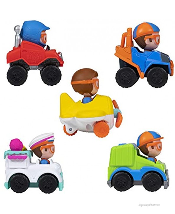 Blippi Mini Mobiles 5 Pack Mini Vehicles Features Character Toy Figure In Each Vehicle: Mobile Car Monster Truck Recycle Truck Ice Cream Truck and Airplane Educational Toys for Young Children