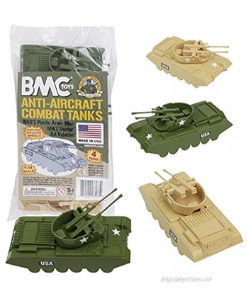BMC Classic Payton Anti-Aircraft Tanks 4pc Tan Green Plastic Army Men Vehicles