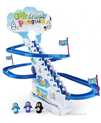 Boley Musical Penguin Roller Coaster 11 Piece Set with Tiny Penguin Toys and Customizable Race Track