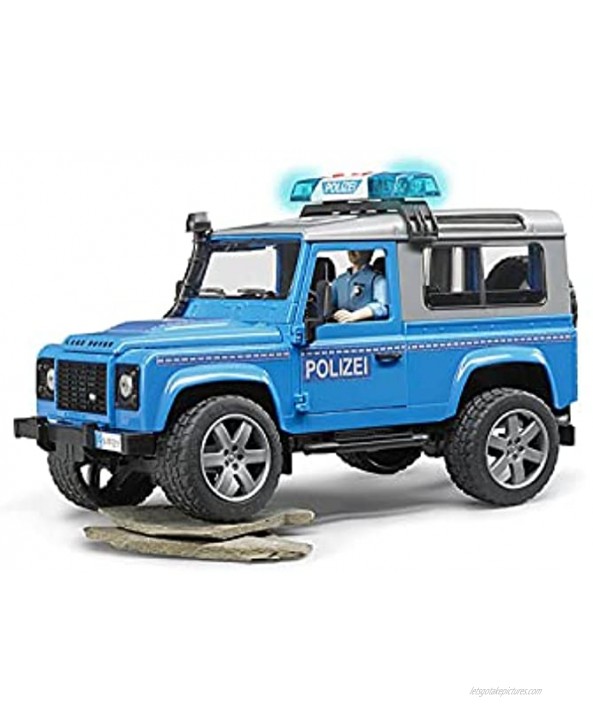 Bruder 02597 Land Rover Police Truck W Lights & Sound Module Light Skin Police Officer Figure with Accessories