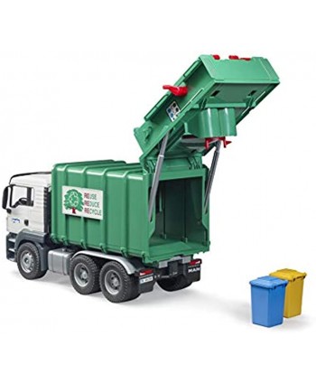 Bruder 03763 Man TGS Rear Loading Garbage Truck Green