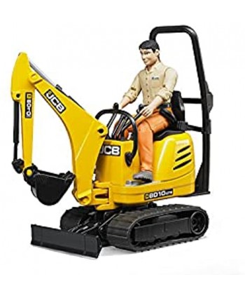 Bruder Toys Construction Realistic JCB Micro Excavator 8010 CTS and Bworld Construction Man Action Figure Figure Colors May Vary Ages 4+