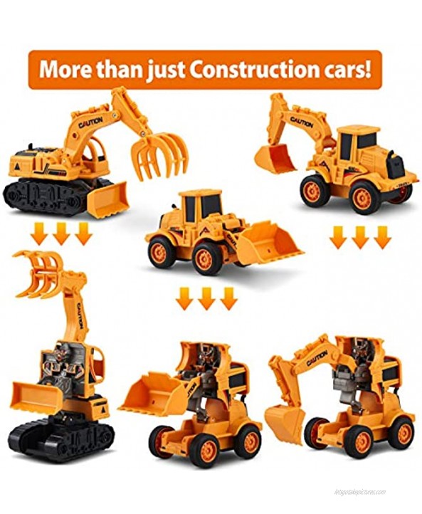 CHUCHIK Set of 3 Friction Power Transforming Construction Toys Vehicles Truck for Toddlers Age 3-6