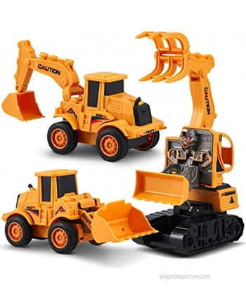 CHUCHIK Set of 3 Friction Power Transforming Construction Toys Vehicles Truck for Toddlers Age 3-6