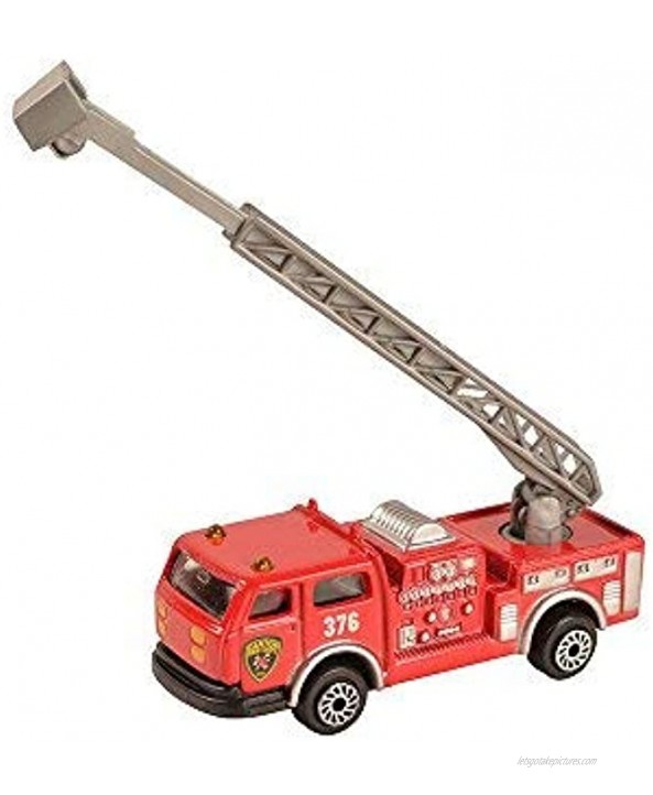 Fire Emergency Race and Rescue Vehicles Mini Die-cast Metal Miniature Model Aerial Ladder Firetruck Rescue Helicopter Water Tank Fire Engine,Patrol Car,Commander Center Pack of 5