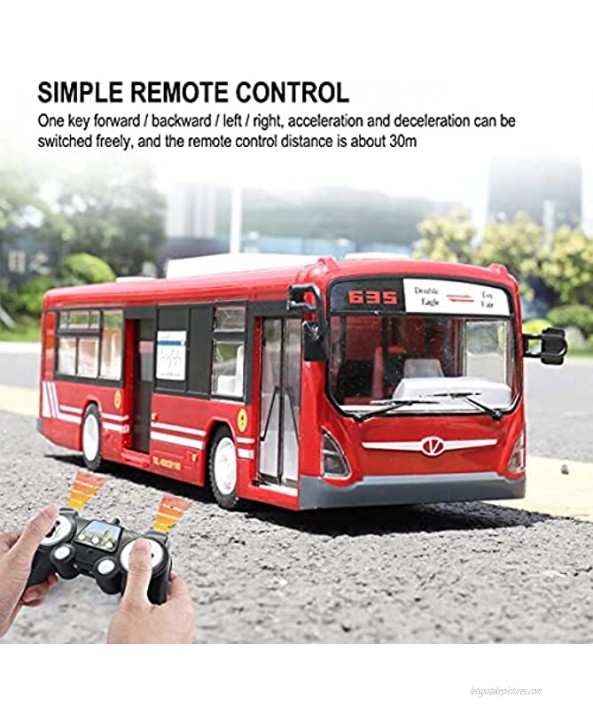 Fisca RC Truck Remote Control Bus 6 CH 2.4G Car Electronic Vehicles Opening Doors and Acceleration Function Toys for Kids with Sound and Light Red