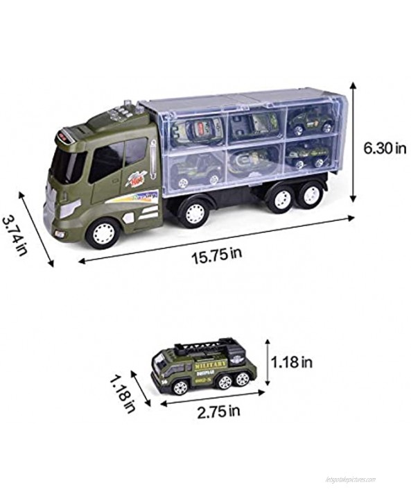 FUN LITTLE TOYS 12 in 1 Die-cast Military Vehicle Military Toys for Kids Army Toy Cars in Carrier Truck Party Supplies