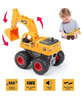 GIOESFUN Construction Toys Truck Excavator Toy for Boys- Push and Go Toy Cars 360 Degree Rotation Sandbox Toy Vehicles for 3 4 5 Year Old Boys