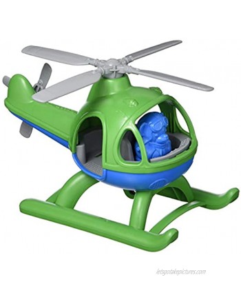 Green Toys Helicopter Green Blue CB Pretend Play Motor Skills Kids Flying Toy Vehicle. No BPA phthalates PVC. Dishwasher Safe Recycled Plastic Made in USA.