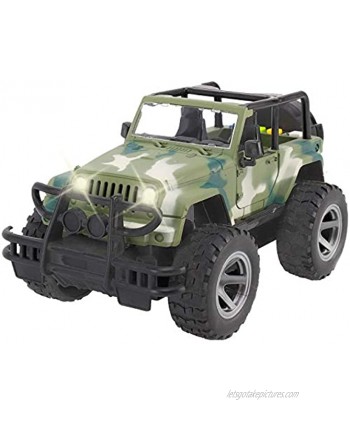 Liberty Imports Off-Road Friction Powered Military Armored Toy Car Realistic Wrangler Kids Vehicle with Lights and Sounds