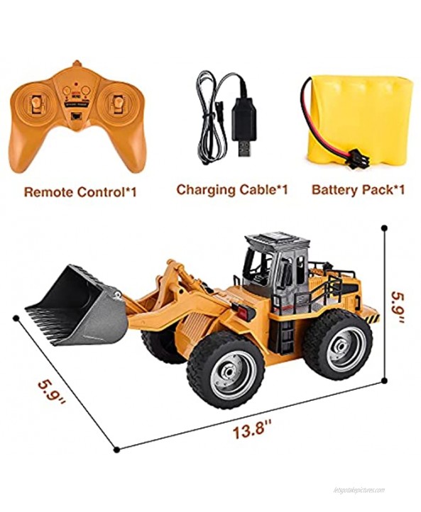 Remote Control Bulldozer Toy 1:16 Hobby RC Trucks Aluminum Alloy Construction Vehicles 4WD Front Loader for 8-15 Years Old Boys Kids Gift