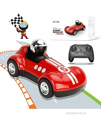 Remote Control Car for Toddler CATTA Cartoon RC Race Car Rechargable 2 Speed Modes Fast Classic 2.4 GHz Radio Control Toy Car for Toddler Kids Boys