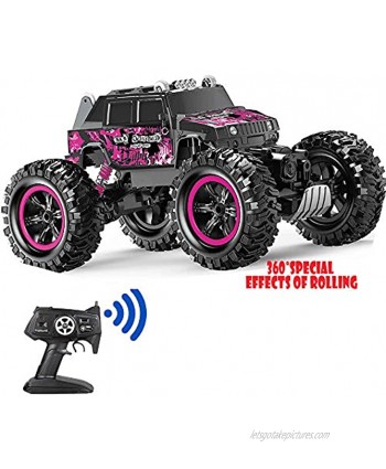 Remote Control Car Pink 360° Stunt Tumbling Waterproof Monster Truck Boy and Girl Adult Children Can Control The Toy