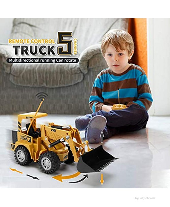 Remote Control Construction Toy RC Bulldozer 1 24 Front Loader RC Tractor Vehicles with 2 Rechargeable Batteries Pretend Construction Playset Toys for 3 4 5 6 Years Old Boys Girls Kids Gift