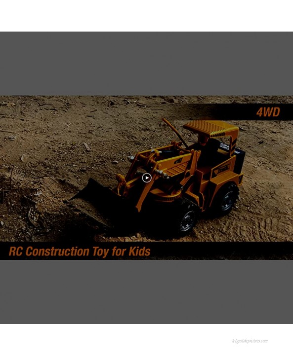 Remote Control Construction Toy RC Bulldozer 1 24 Front Loader RC Tractor Vehicles with 2 Rechargeable Batteries Pretend Construction Playset Toys for 3 4 5 6 Years Old Boys Girls Kids Gift