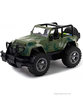 Toy To Enjoy Army Truck Toy with Flashing Light & Sound Effects Friction Powered Wheels & Openable Doors Heavy Duty Plastic Military Vehicle Toy for Kids & Children