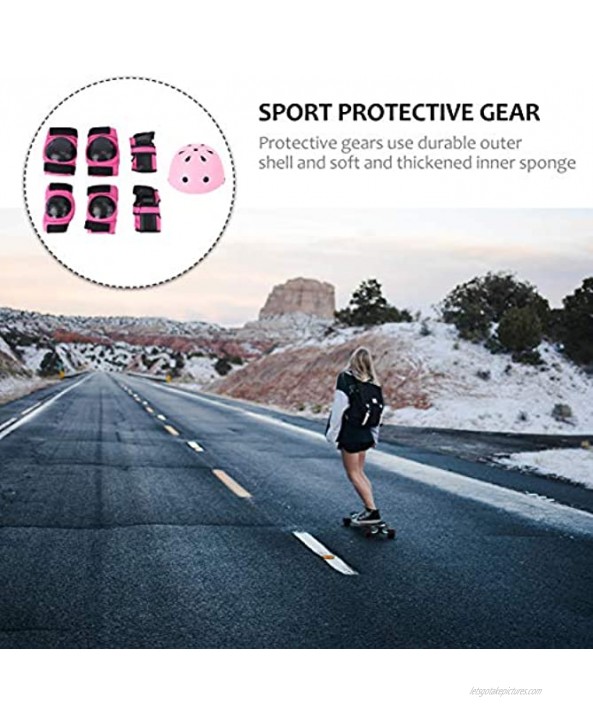 VOSAREA Pink Kids Helmet Pad Set Knee Elbow Pads Wrist Guards Sports Bike Skateboard Protective Gear for Girls Boys Toddler Child Cycling Bicycle Roller Scooter S