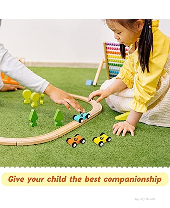 4 Pieces Wooden Mini Car Wooden Car Ramp Race Track Toys for Aged 1 2 3 Present Wooden Race Track Car Ramp Racer Mini Cars Play Set Replacement Cars 4 Pieces