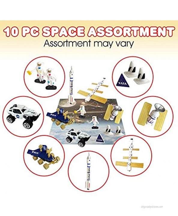 ArtCreativity 10 Pc Space Explorer Toy Kit Pretend Play Set with Astronaut Figurines Robotic Exploration Truck Die Cast Metal Vehicle NASA Sign and More Best Gift for Exploring Boys and Girls