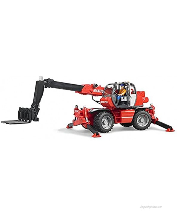Bruder Toys Construction Realistic Manitou MRT 2150 Telescopic Loader with Adjustable Extendable Telescopic Arm and Lifting Forks Ages 4+