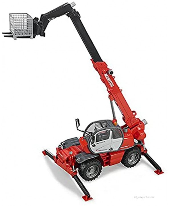 Bruder Toys Construction Realistic Manitou MRT 2150 Telescopic Loader with Adjustable Extendable Telescopic Arm and Lifting Forks Ages 4+