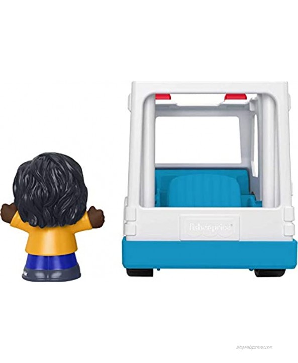 Fisher-Price Little People Ambulance push-along vehicle with EMT figure for toddlers and preschool kids ages 1 to 5 years