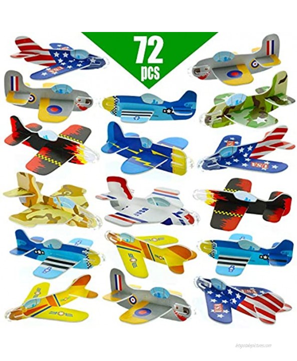 GiftExpress 72 pcs 4 Airplane Gliders for Kids Party Favor Individually Wrapped Glider Planes Bulk Toy Perfect for Themed Party
