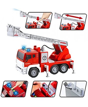 JOYIN Fire Station Vehicle Toy Play Set Including Fire Emergency Truck with Light and Sound Helicopter Motorcycle Camp and Firemen Action Figures Pretend Fire Rescue Toys for Over 3 Years Old Boys