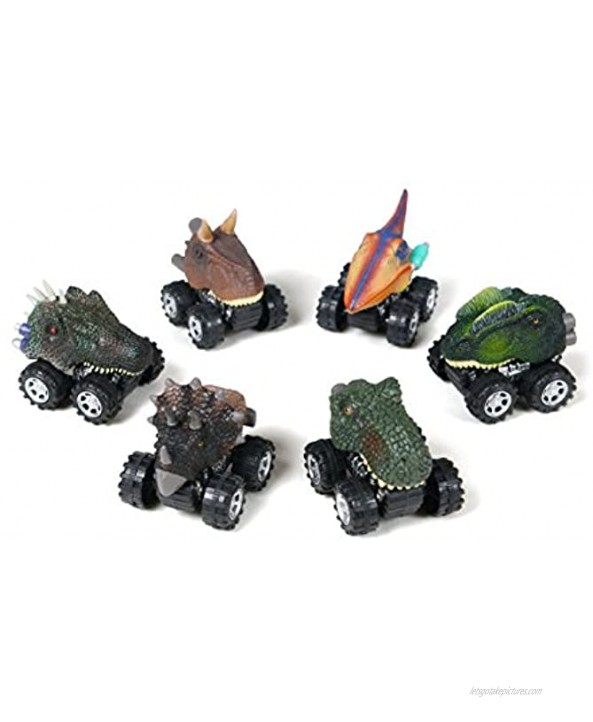 Nunkitoy Dinosaur Cars,6 Pack Pull Back Dinosaur Vehicle Set,Original Color Mini Pull Back Animal Car Toy for Toddlers Boys Girls,Animal Vehicles for Kids Party Favors