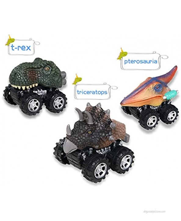 Nunkitoy Dinosaur Cars,6 Pack Pull Back Dinosaur Vehicle Set,Original Color Mini Pull Back Animal Car Toy for Toddlers Boys Girls,Animal Vehicles for Kids Party Favors