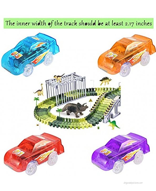 Save Unicorn Tracks Cars Replacement only Toy Cars for Most Tracks Glow in The Dark Car Track Accessories with 5 Flashing LED Lights Compatible with Most Car Tracks for Girls Boys and Kids4pack