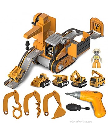 Take Apart Truck Toy with Electric Drill Construction Truck DIY Assemble Vehicle Toy for Kids 3 Years Old and Up