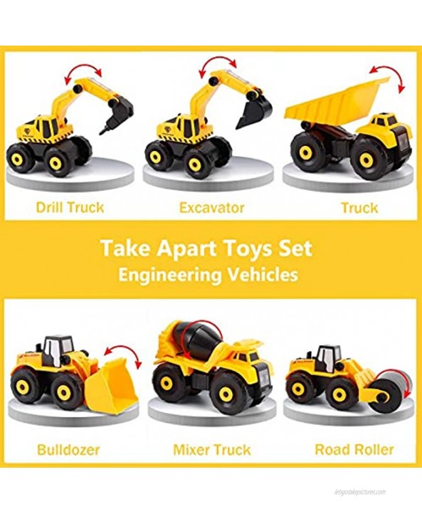 TEUVO Construction Take Apart Toys with Electric Drill Building Excavator Toy STEM Trucks Vehicle Construction Vehicles for Kids Educational Learning Gifts for Ages 3+ Boys & Girls