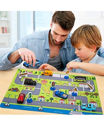 Toy Cars for 2 3 4 5 6 Year Old Boys 6 City Diecast Car Toys 6 Road Signs and 15.5" x 23.5" Playmat Metal Pull Back Car Best Gifts for 2 3 4 5 6 Year Old Boys Toddlers Kids