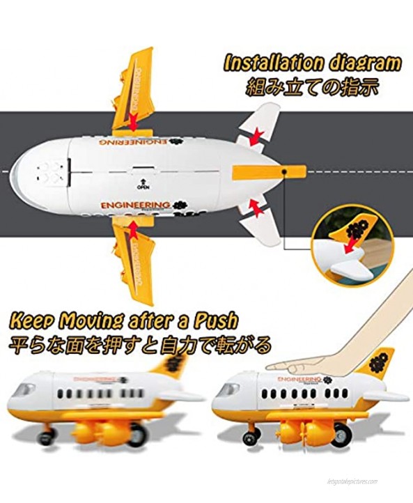 WTOR Transport Cargo Airplane Car Toy Set with Plane Vehicle Truck and Large Play Mat Road Signs Combination Gift for for 3 4 5 6 Year Old Boys Kids