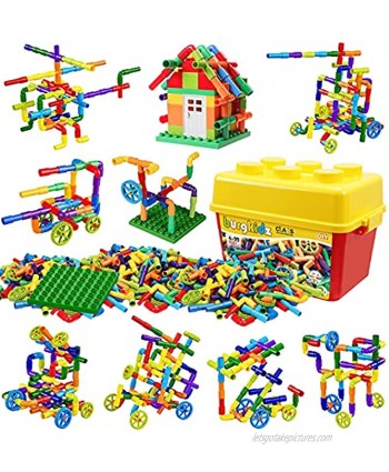 176 Piece Pipe Tube Toy Sensory Toys Tube Locks Construction Building Blocks Educational STEM Building Learning Toys with Wheels Baseplate for All Ages Kids Boys Girls