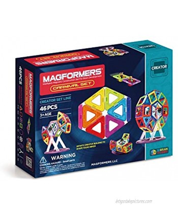 63074 Magformers Creator Carnival Set 46-pieces Deluxe Building Set. Magnetic Building Blocks Educational Magnetic Tiles Magnetic Building STEM Toy Set