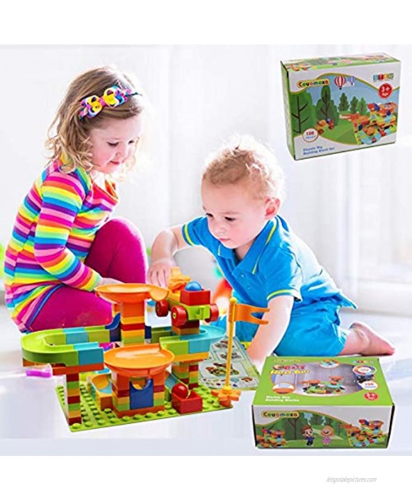 COUOMOXA Marble Run Building Blocks Classic Big Blocks STEM Toy Bricks Set Kids Race Track Compatible with All Major Brands 106 PCS Various Track Models for Boys Girls Aged 3,4,5,6,8