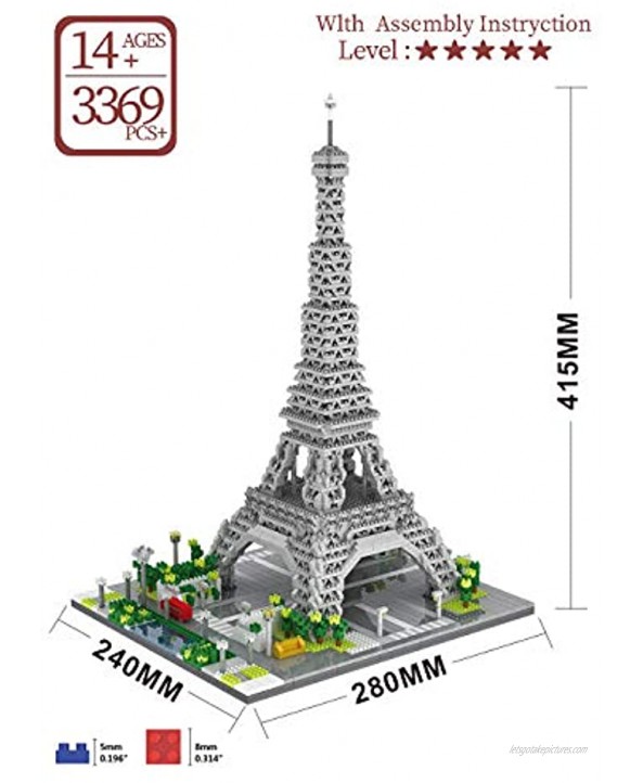 dOvOb Architecture Eiffel Tower Micro Blocks Set 3369 Pieces Mini Bricks 3D Puzzle Toy Gift for Adults and Kids