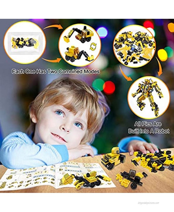 HOMOFY STEM Building Toys for Kids 25-in-1 Engineering Building Bricks Construction Vehicles Kit Transformers Robot Build Blocks Toys for Age 5 6 7 8 9 10 11 12 Year Old Boys Girls & Kids Best Gifts