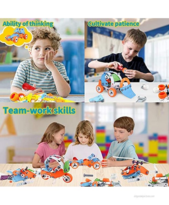 LAYKEN STEM Learning Toys for 6-12 Years Old Boys&Girls Educational Engineering Construction Toy Set DIY Building Models5in1 Toy Kit Building Blocks Toys Creative STEM Toy Gift for Kids…