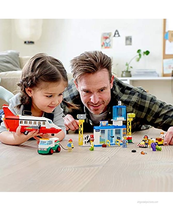 LEGO City Central Airport 60261 Building Toy with Passenger Charter Plane Airport Building Fuel Tanker Baggage Truck Cargo and 6 Minifigures Great Gift for Kids 286 Pieces