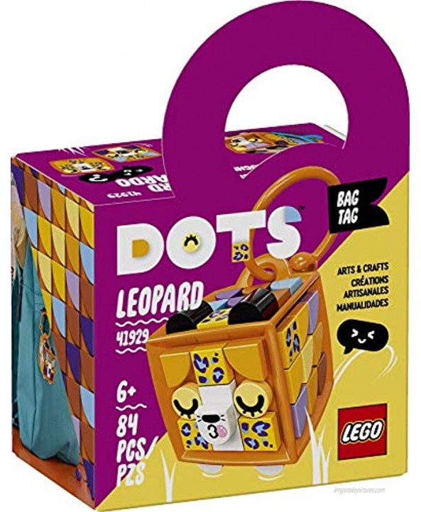 LEGO DOTS Bag Tag Leopard 41929 DIY Craft Decorations Kit; A Great Gift for Kids Who Like to Make Their Own Bag Tags and Accessories; Makes a Fun Customizable Toy New 2021 84 Pieces