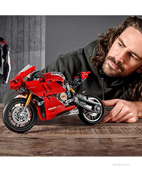 LEGO Technic Ducati Panigale V4 R 42107 Motorcycle Toy Building Kit Build A Model Motorcycle Featuring Gearbox and Suspension 646 Pieces,