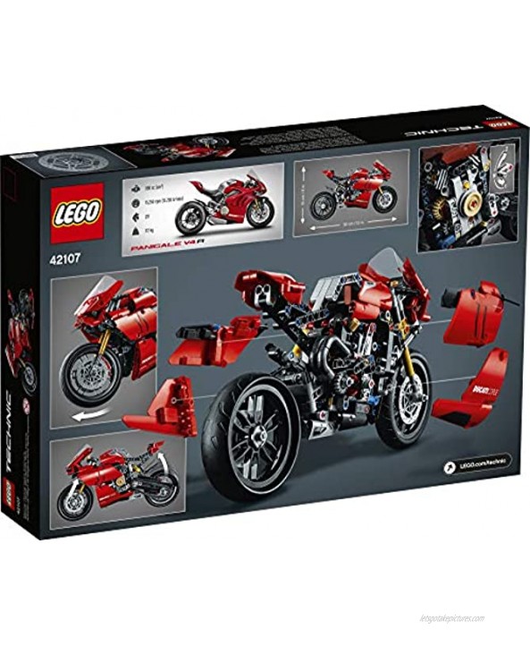 LEGO Technic Ducati Panigale V4 R 42107 Motorcycle Toy Building Kit Build A Model Motorcycle Featuring Gearbox and Suspension 646 Pieces,